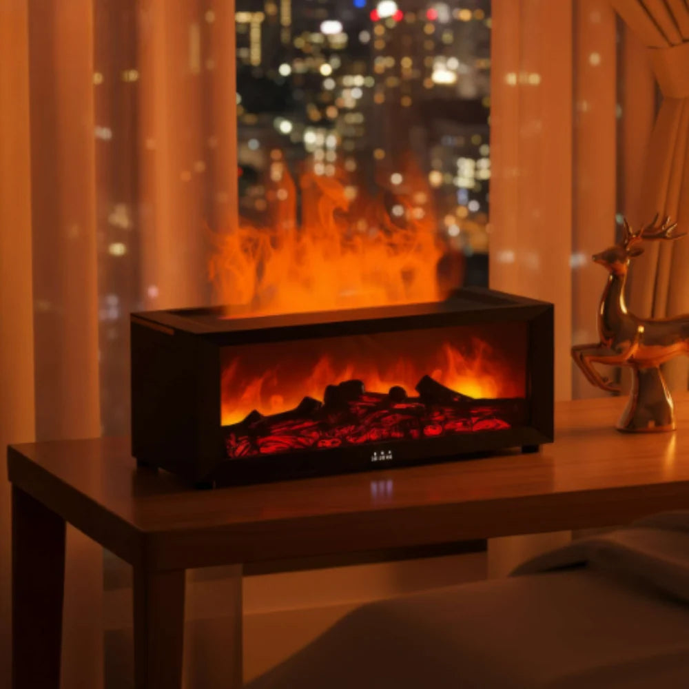 Compact Electric Fireplace – black or white, LED flame effect