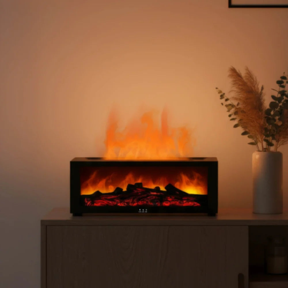 Compact Electric Fireplace – black or white, LED flame effect