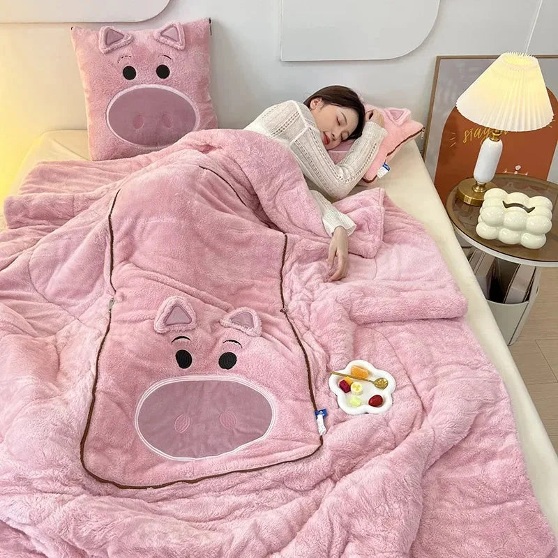 Convertible Fleece Blanket – folds to pillow, two cushions included
