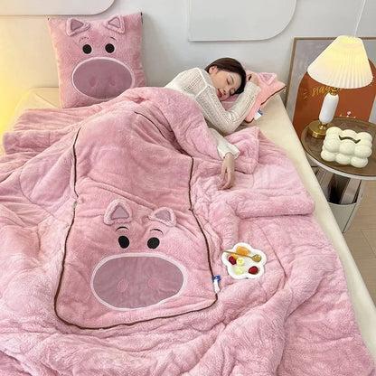 Convertible Fleece Blanket – folds to pillow, two cushions included