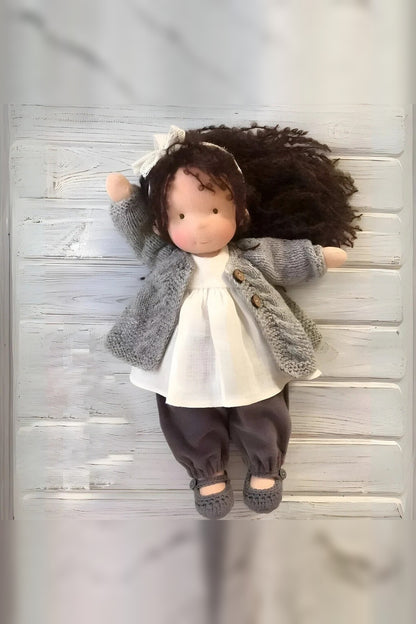 Handmade Waldorf Doll – soft plush toy, natural cotton & wool, hypoallergenic
