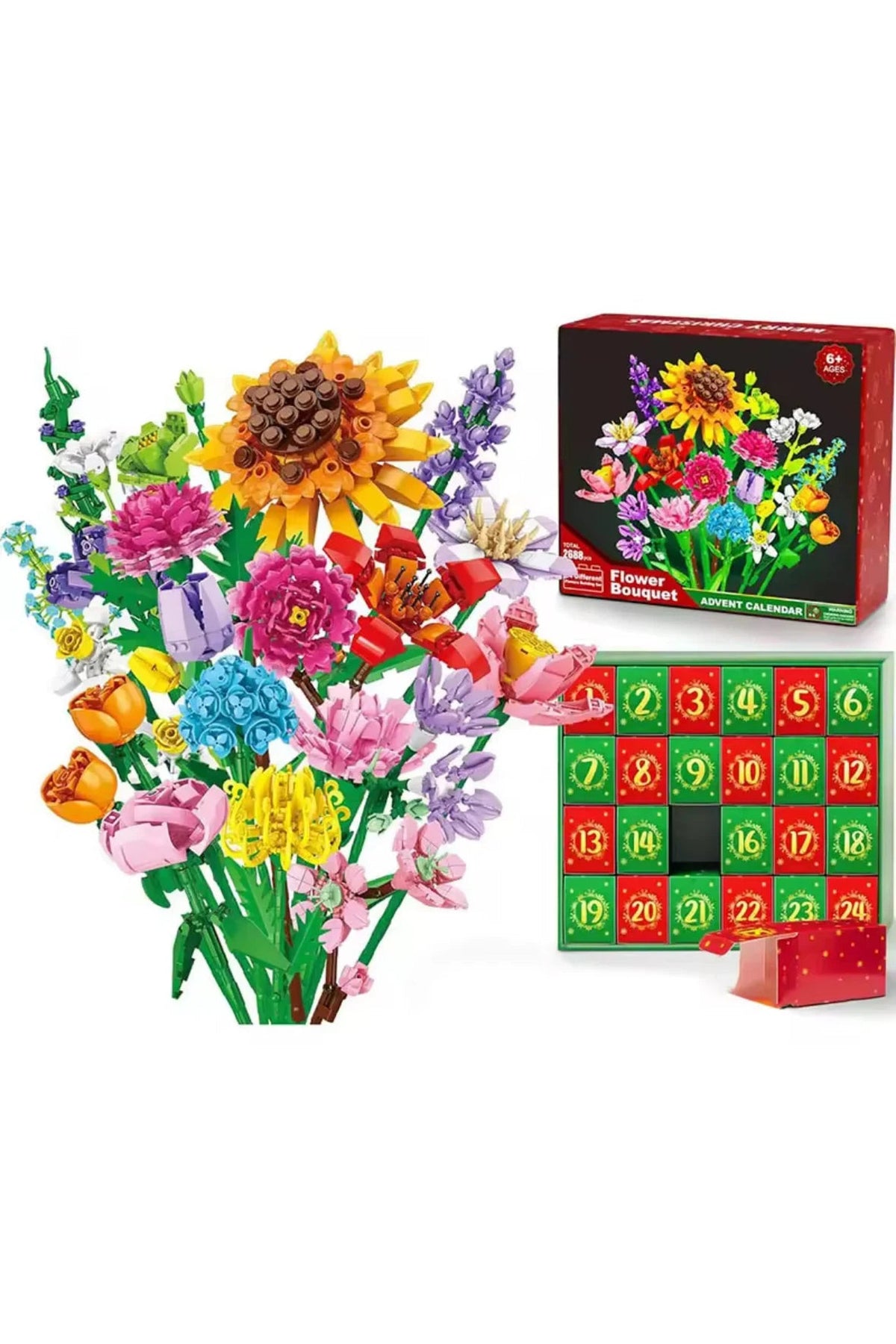 Flower Advent Calendar 2026 – 24 Building Block Flowers for a Bouquet