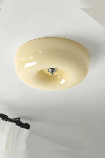 Donut Ceiling Light – glass dome shade, white or beige, tri-colour LED