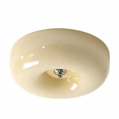 Donut Ceiling Light – glass dome shade, white or beige, tri-colour LED