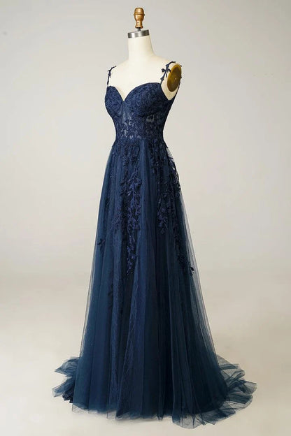 Dress Women - Tulle A-Line with Lace Appliqués
