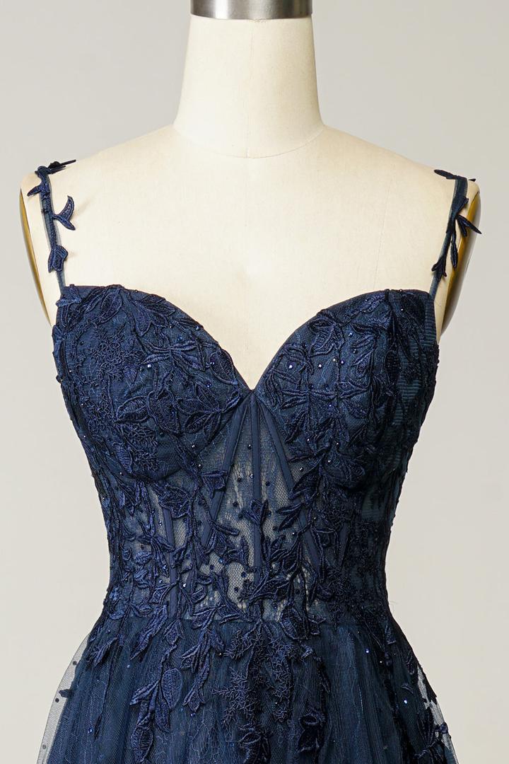 Dress Women - Tulle A-Line with Lace Appliqués