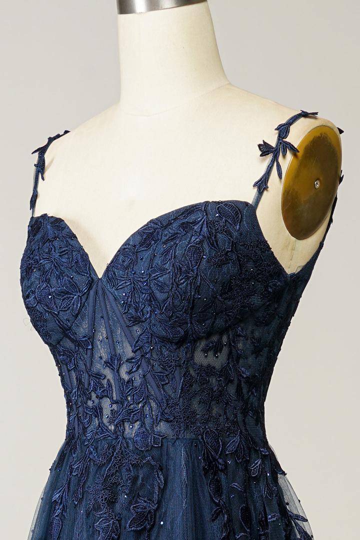 Dress Women - Tulle A-Line with Lace Appliqués