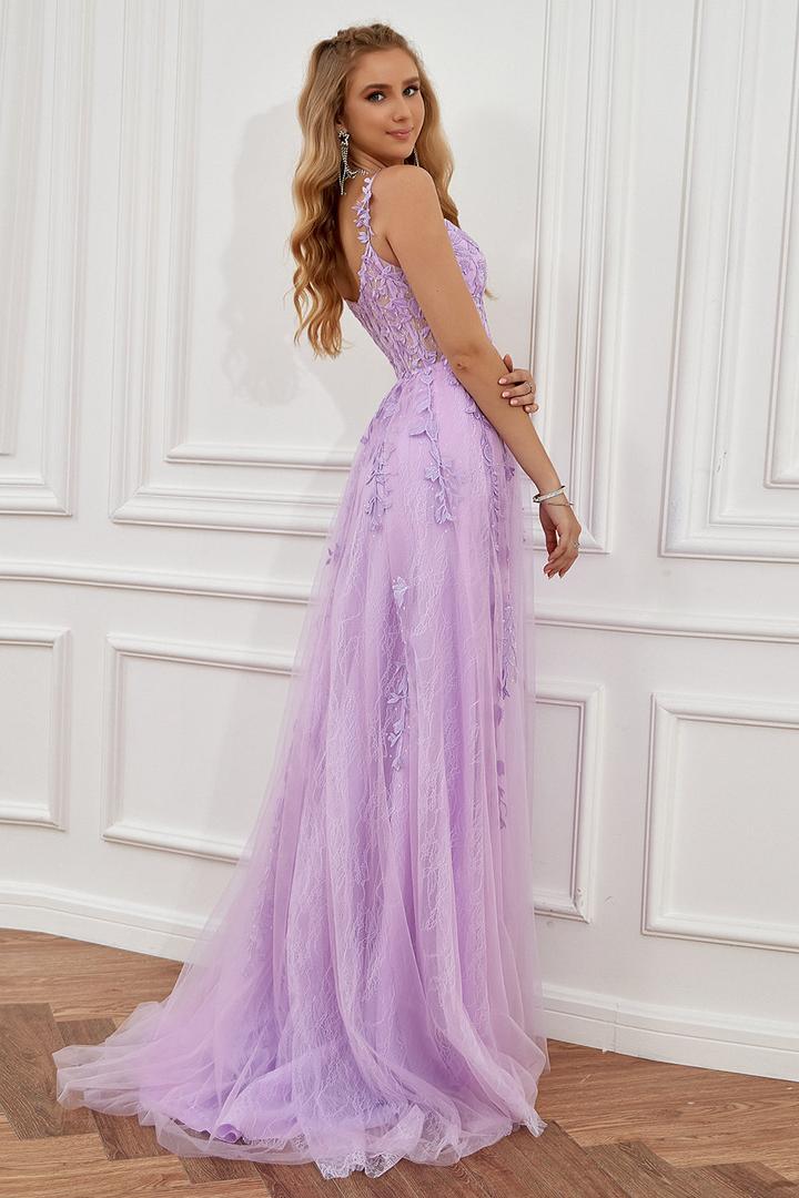 Dress Women - Tulle A-Line with Lace Appliqués
