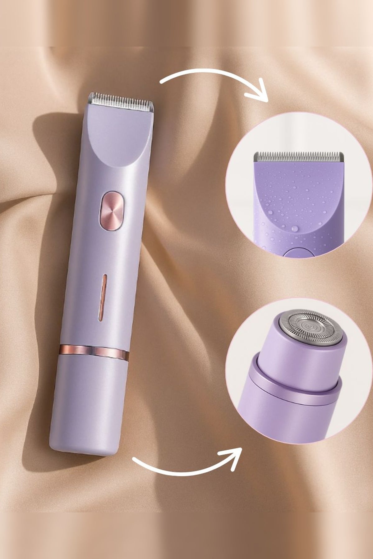 Intimate Electric Razor – cordless, two interchangeable heads, waterproof