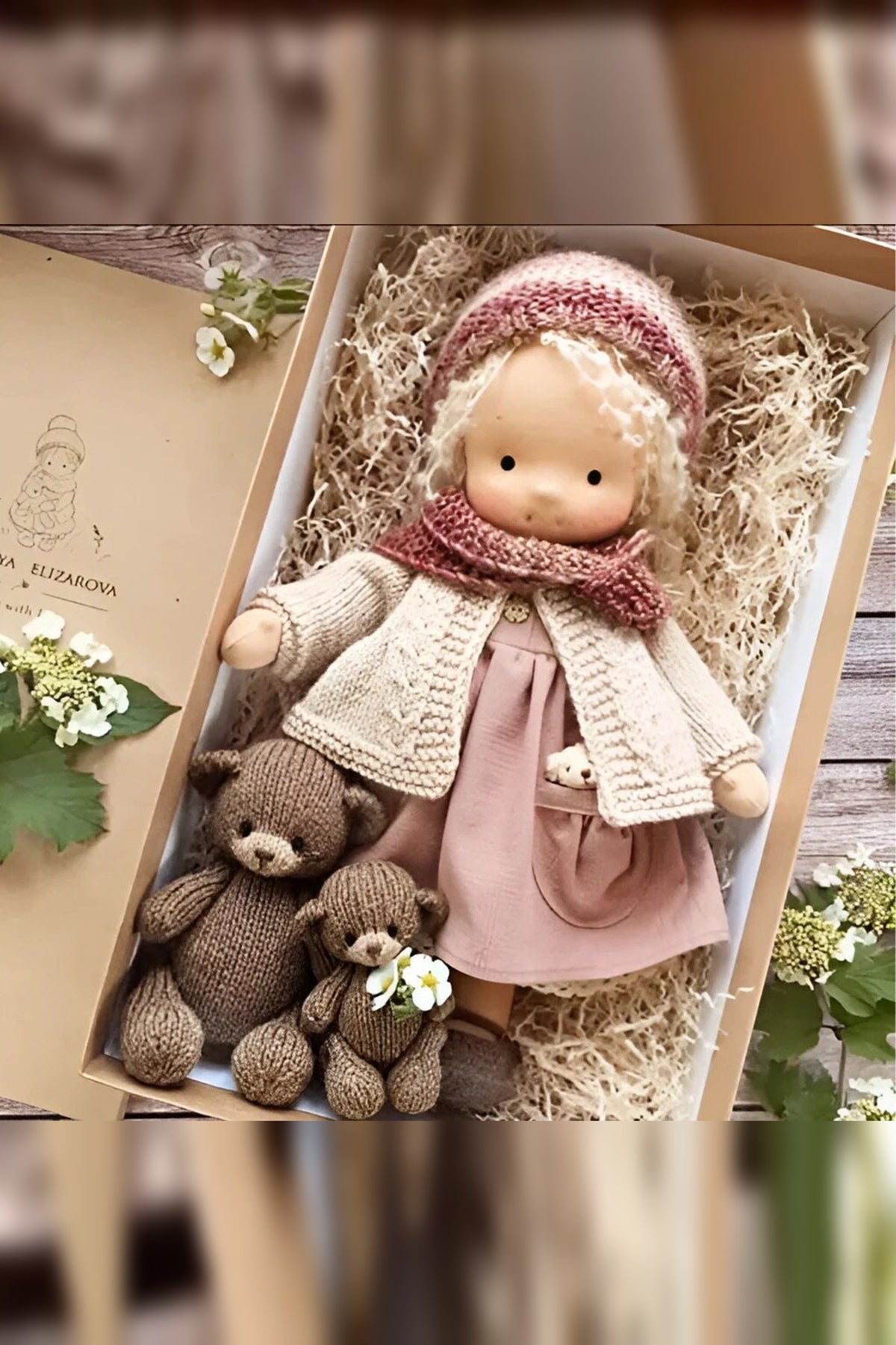 Handmade Waldorf Doll – soft plush toy, natural cotton & wool, hypoallergenic
