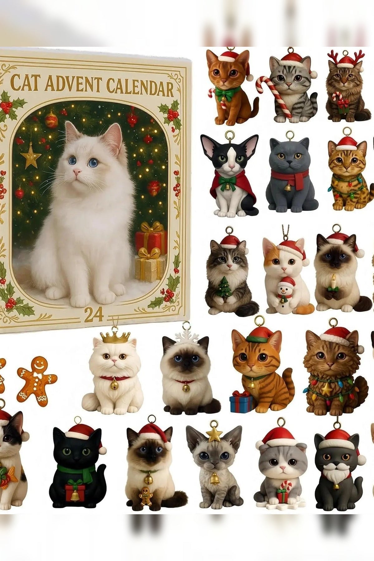 Cat Advent Calendar – 24 Acrylic Kitten Ornaments to Hang