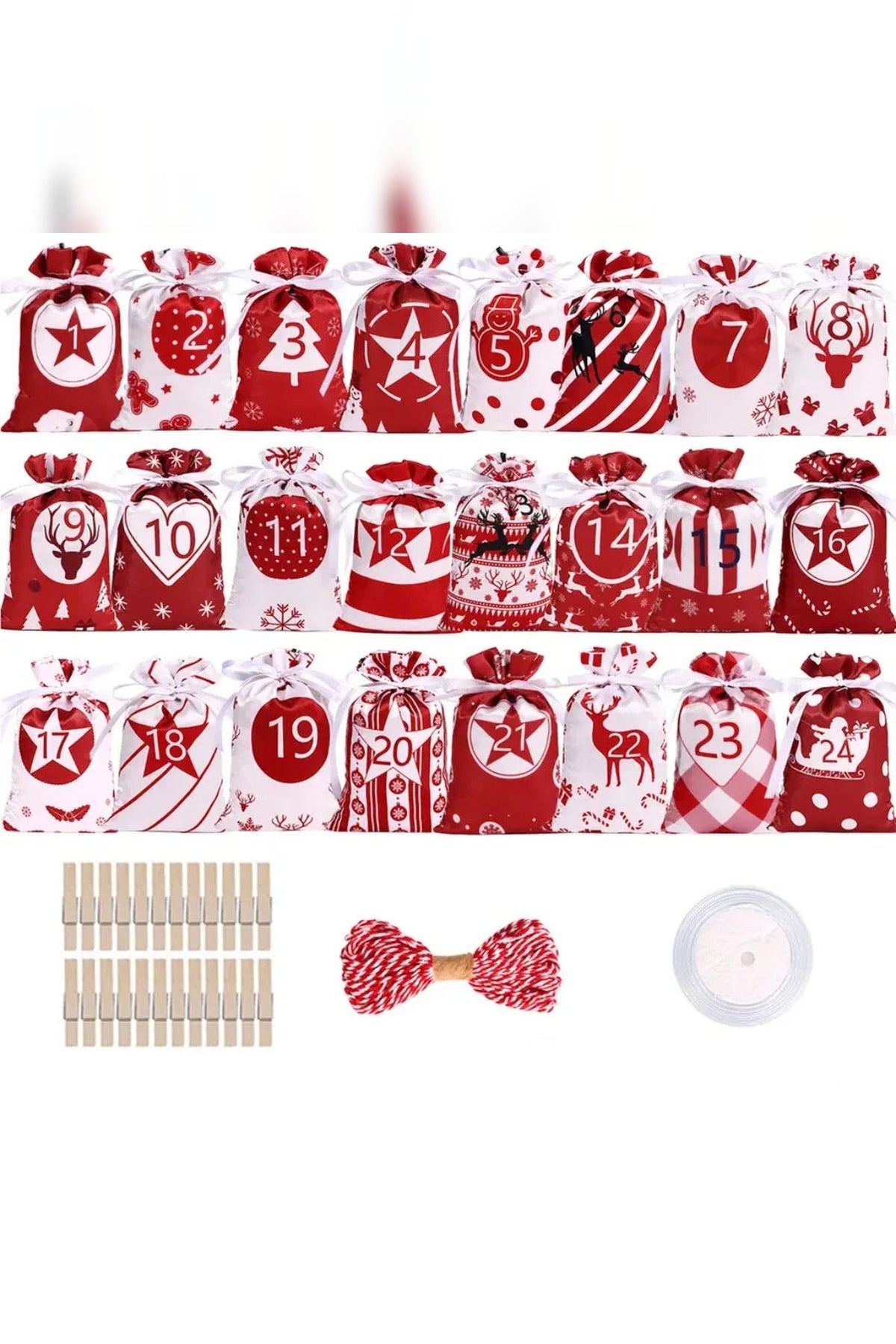 Fabric Bag Advent Calendar 2026 – 24 Numbered Bags to Fill