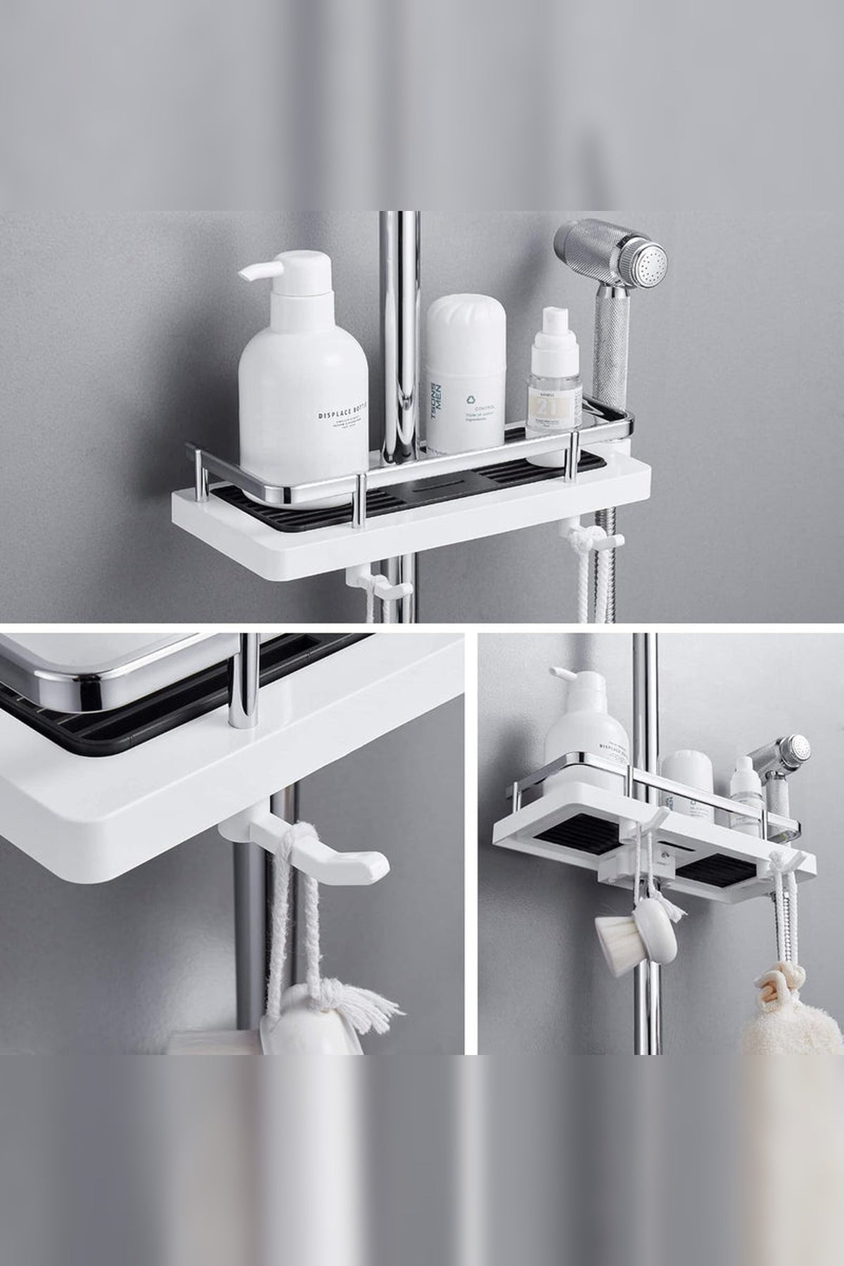Drill-Free Shower Caddy – Adjustable Support for Shower Rail