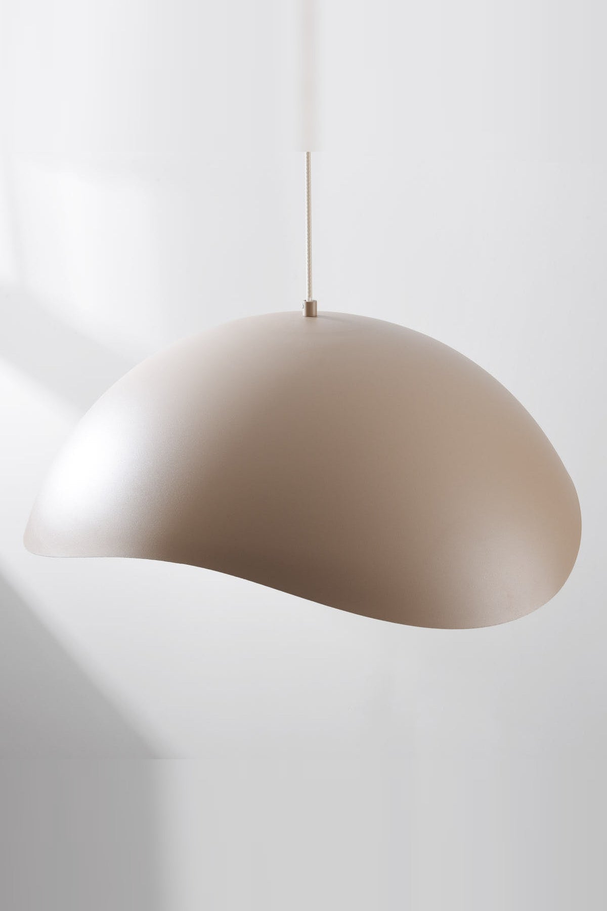 Wave Pendant Light – organic metal shade, sand taupe, adjustable cord