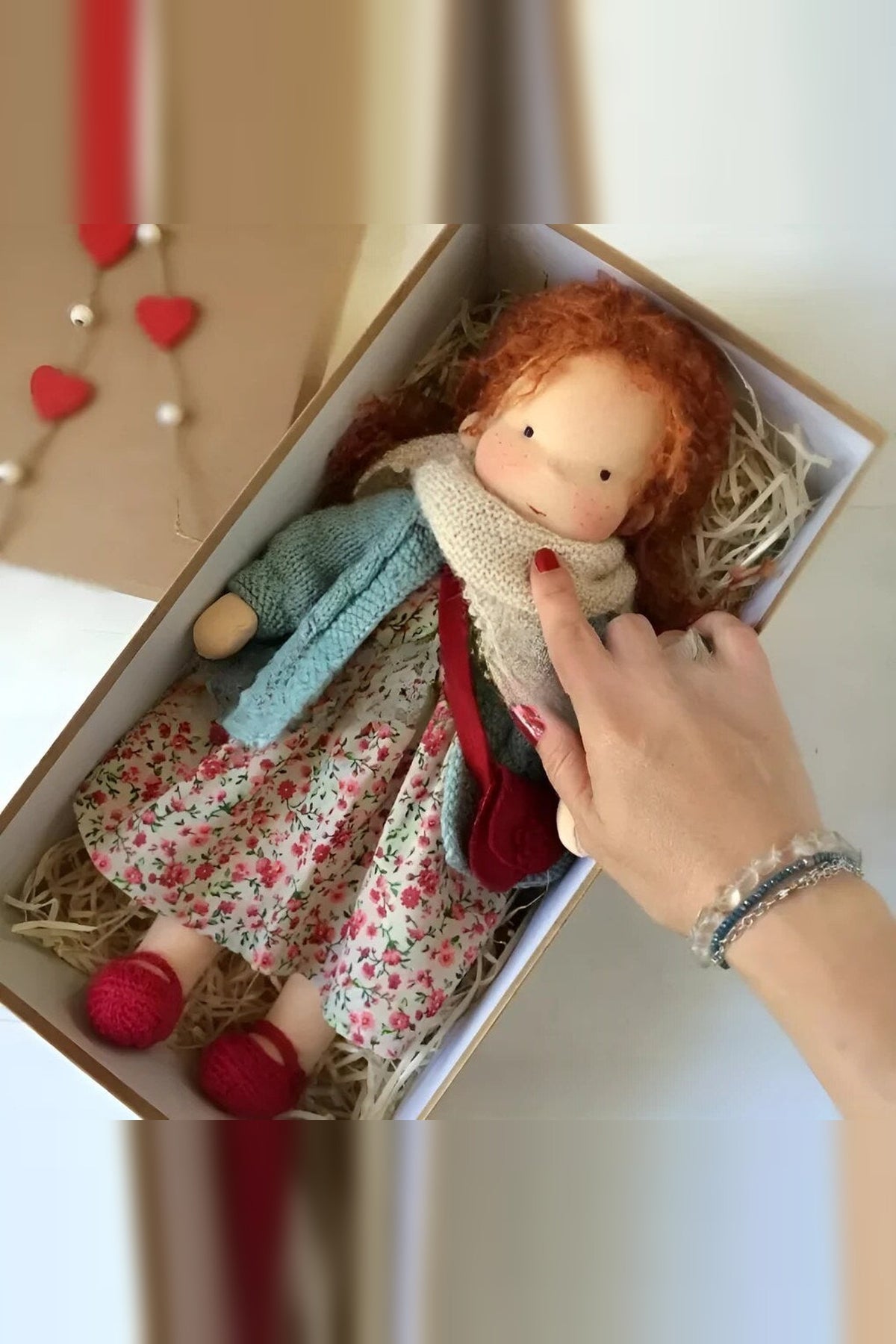 Handmade Waldorf Doll – soft plush toy, natural cotton & wool, hypoallergenic