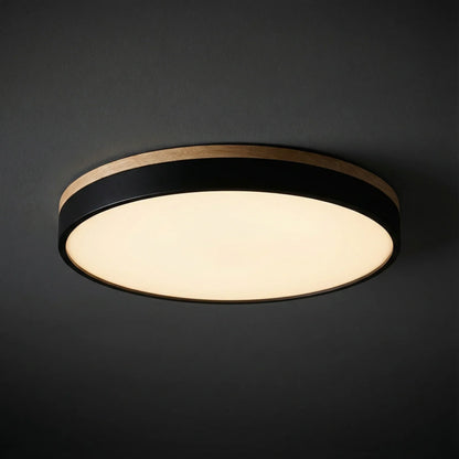 Flush Ceiling Light – wood trim, seven colour options, dimmable