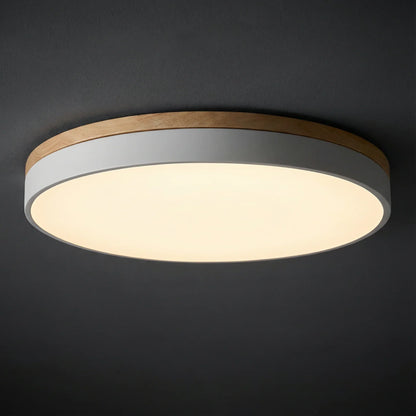 Flush Ceiling Light – wood trim, seven colour options, dimmable