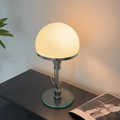 Focalia Table Lamp – Bauhaus design, frosted glass sphere, chrome