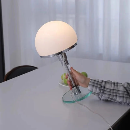 Focalia Table Lamp – Bauhaus design, frosted glass sphere, chrome