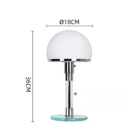 Focalia Table Lamp – Bauhaus design, frosted glass sphere, chrome