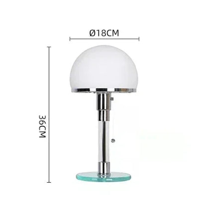 Focalia Table Lamp – Bauhaus design, frosted glass sphere, chrome