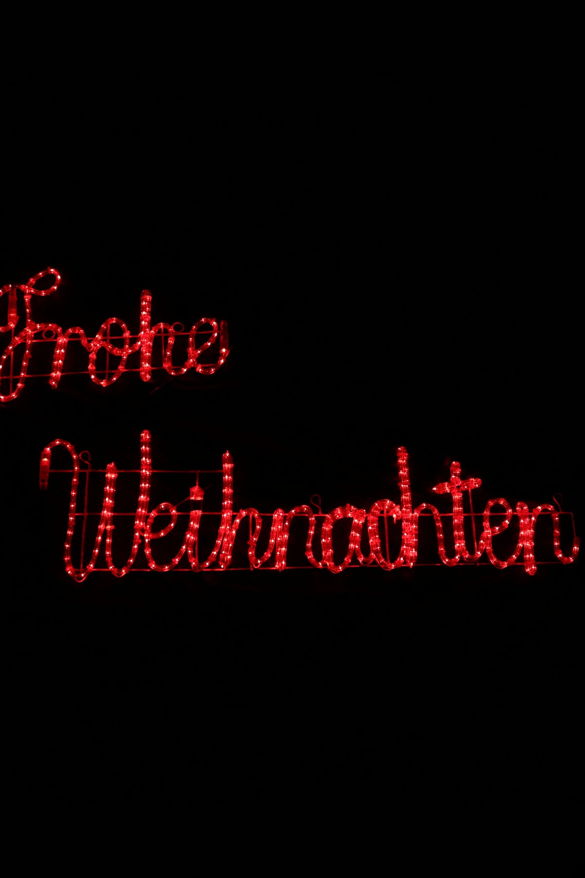 Frohe Weihnachten LED Sign – red, splittable, outdoor decoration