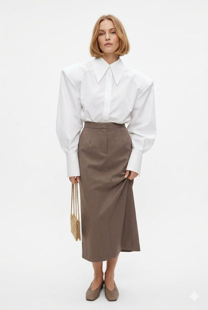 Blouse Women - Breathable Office Blouse with Puff Sleeves