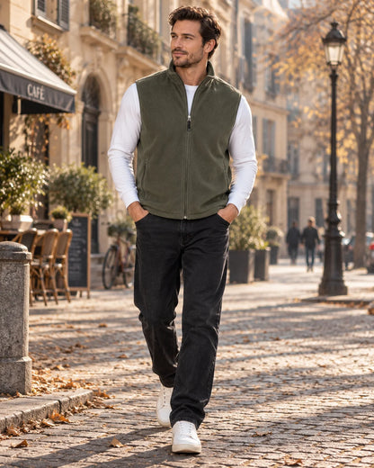 Gilet Men - Sleeveless Fleece with High Collar