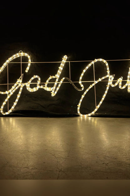 God Jul LED Sign – warm white, outdoor festive decoration