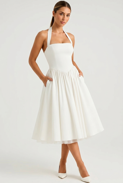 Midi Dress Women - Halter A-Line Dress