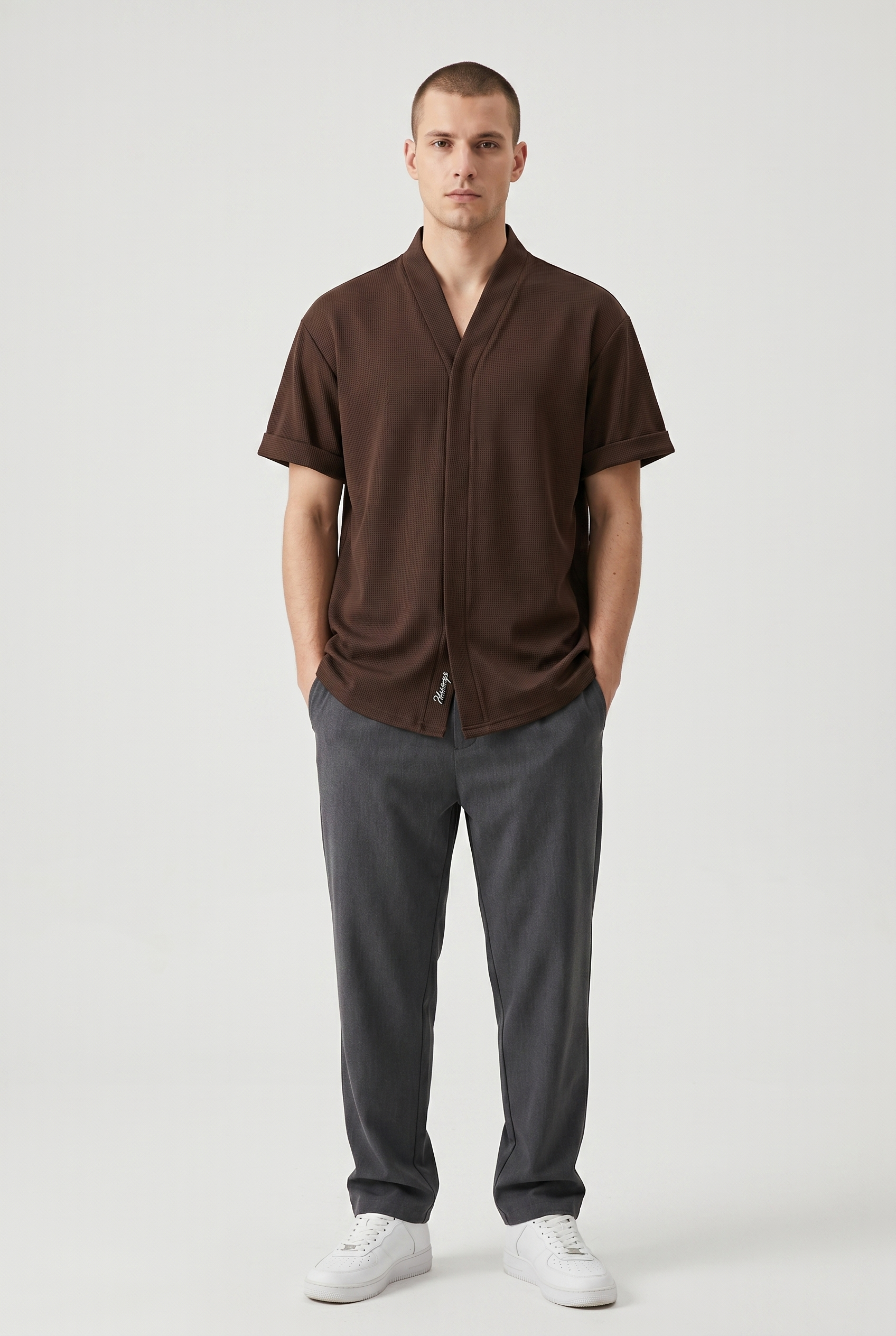 T-Shirt Men - Cuffed Sleeve Cotton T-Shirt
