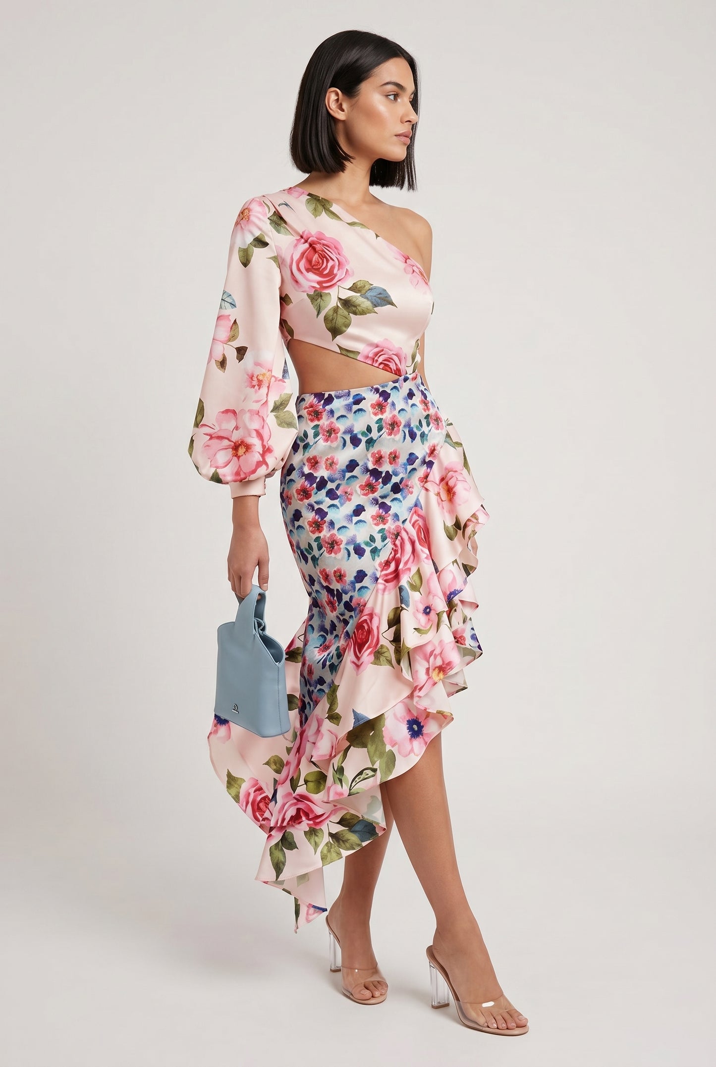 Midi Dress Women - Floral Midi Dress with Flared Skirt