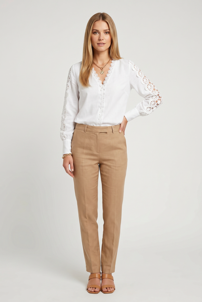 Shirt Women - Lace Detail Shirt with Button Front