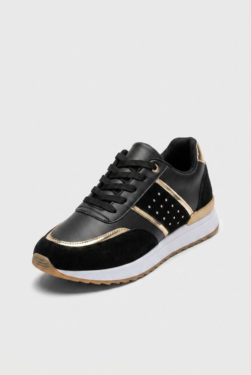 Shoes Women - Leather Patchwork Flats with Round Toe