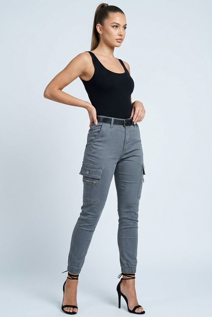Jeans Women - Cargo Denim with Utility Pockets
