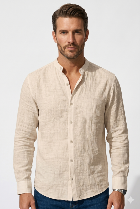 Linen henley shirt men