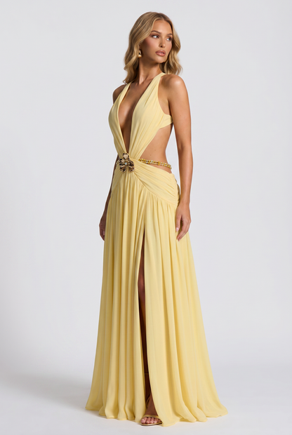 Maxi Dress Women - Plunge Neck Evening Dress