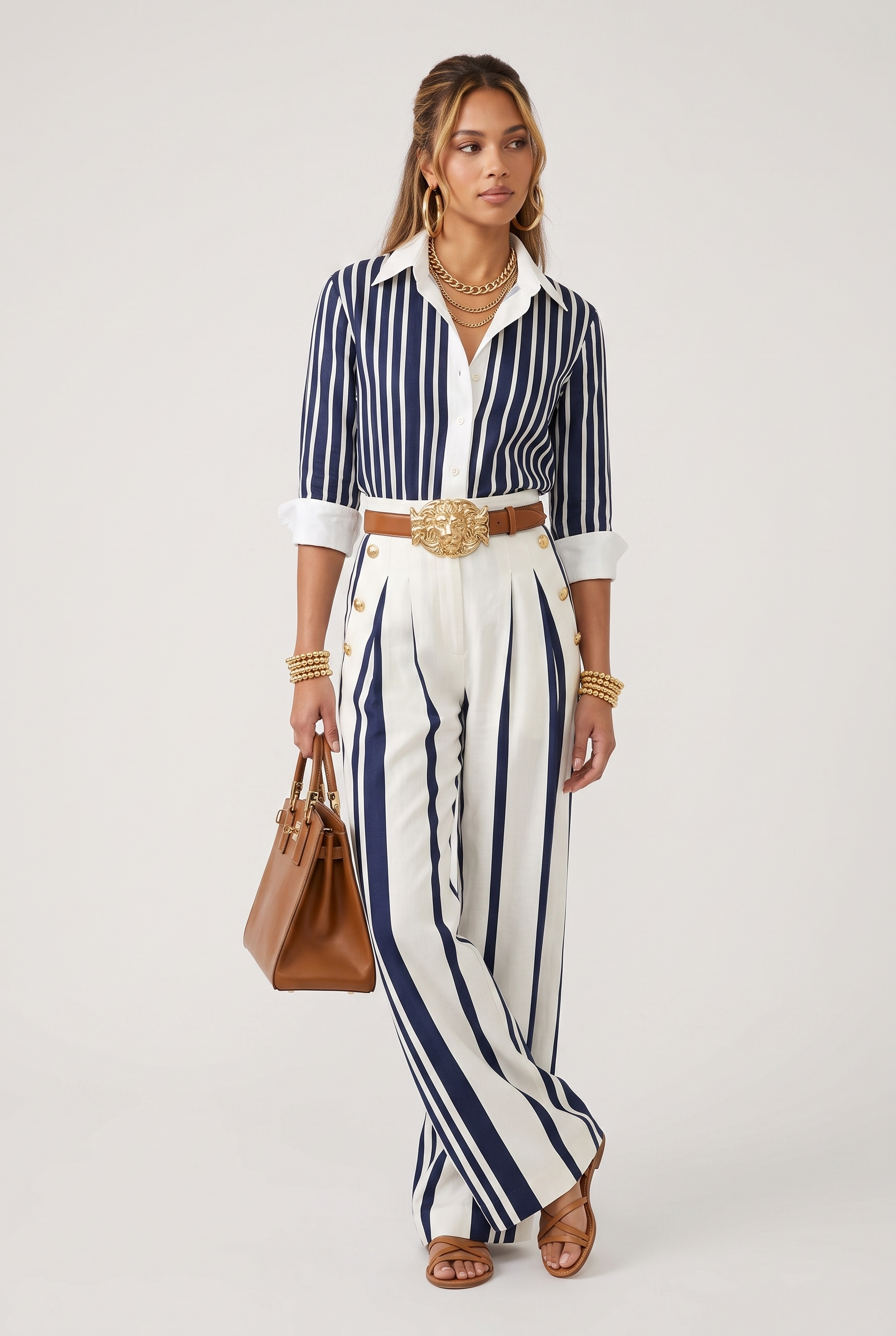 Set Women - Striped Two-Piece Summer Outfit