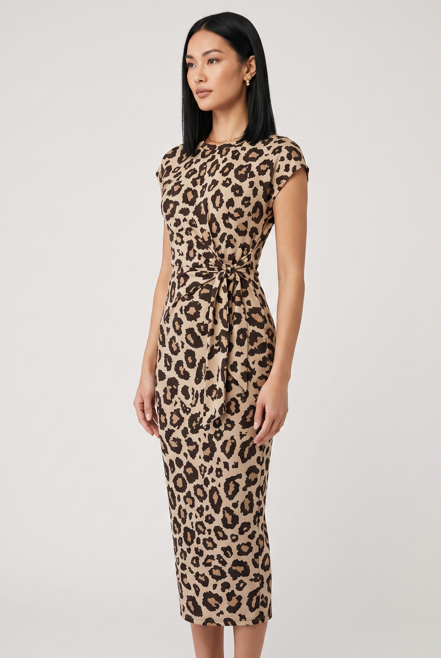 Dress Women - Knot Front Bodycon Dress with Adjustable Waist