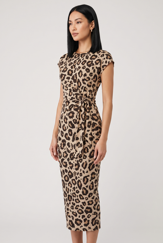 Dress Women - Knot Front Bodycon Dress with Adjustable Waist