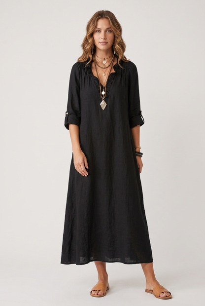 Maxi Dress Women - Bohemian Ruffle V-Neck Dress