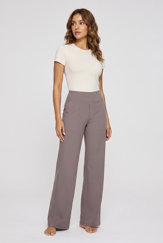 Trousers Women - Stretch High Waist Trousers with Pockets