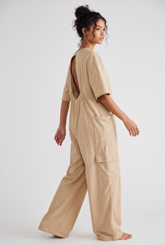 Jumpsuit Women - Loose Fit Jumpsuit with Open Back