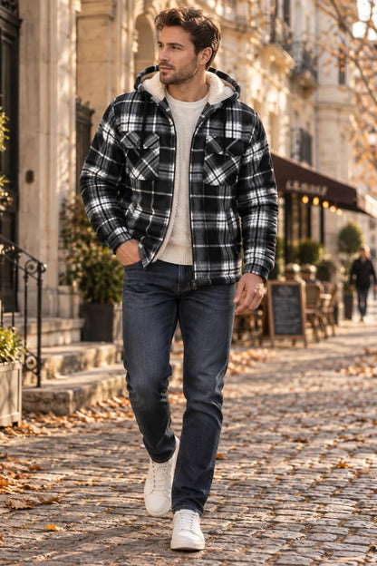 Jacket Men - Check Flannel with Sherpa Lining