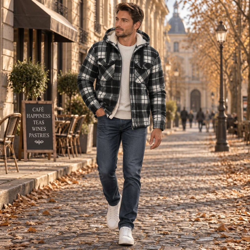 Jacket Men - Check Flannel with Sherpa Lining