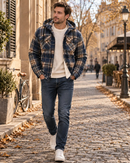Jacket Men - Check Flannel with Sherpa Lining