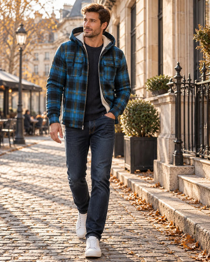 Jacket Men - Check Flannel with Sherpa Lining