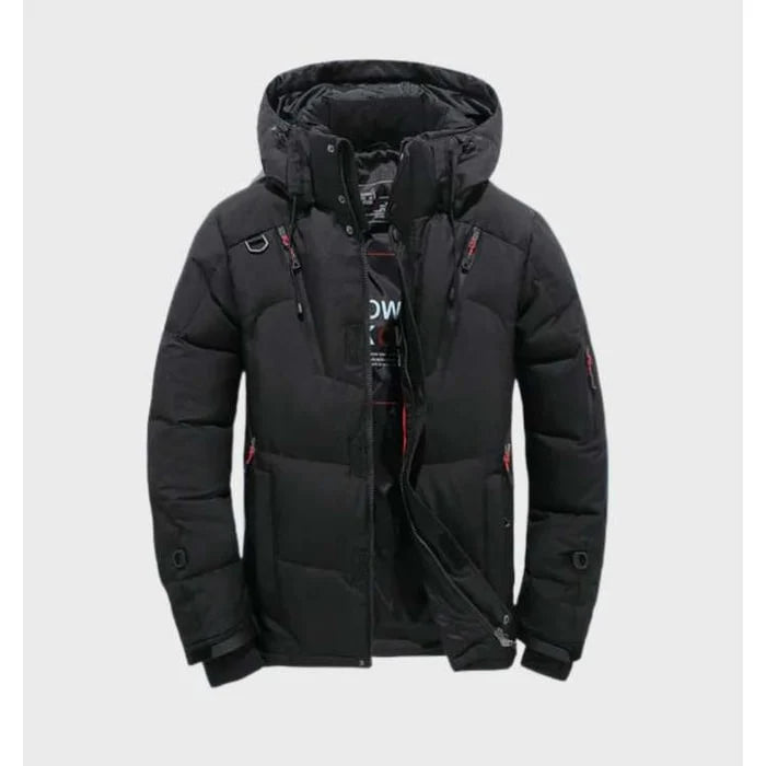 Jacket Men - Hooded Puffer with Padded Insulation and Zip Pockets