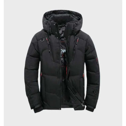 Jacket Men - Hooded Puffer with Padded Insulation and Zip Pockets