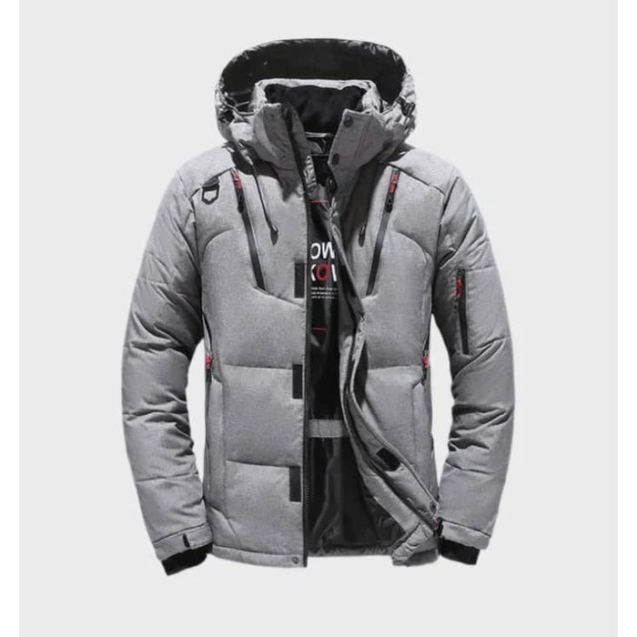Jacket Men - Hooded Puffer with Padded Insulation and Zip Pockets